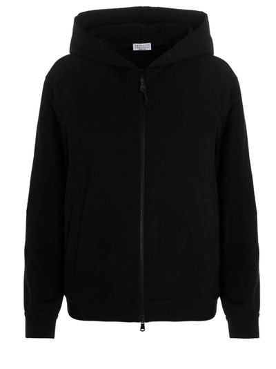 Brunello Cucinelli Zipped Hooded Jacket In Black
