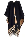 BURBERRY BURBERRY CHECK PATTERNED FRINGED CAPE
