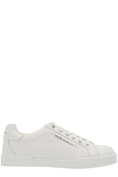 Dolce & Gabbana Kid's Logo Leather Low-top Sneakers, Toddler/kids In White