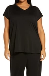 Eileen Fisher Mock-neck Long Stretch Jersey Shell In Black