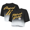 MAJESTIC MAJESTIC THREADS CHASE CLAYPOOL BLACK/WHITE PITTSBURGH STEELERS DRIP-DYE PLAYER NAME & NUMBER TRI-BL