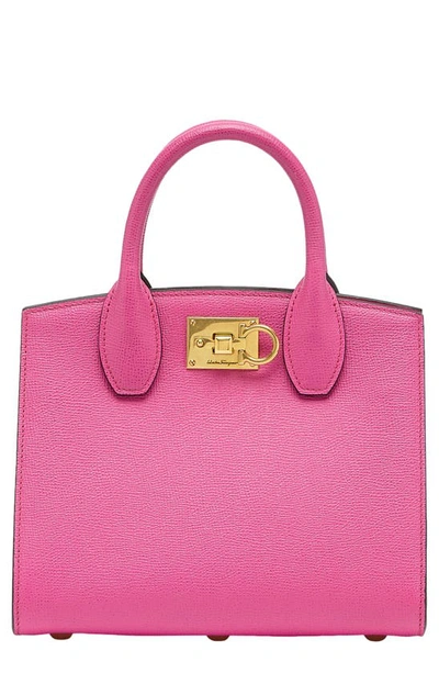 Ferragamo The Studio Box Leather Top Handle Bag In Hot Pink