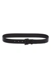 Saint Laurent Tonal Ysl Monogram Leather Belt In Nero