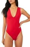 Free People Intimately Fp Keep It Sleek Bodysuit In Red Poinsettia