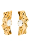 Sterling King Fold Crystal-embellished Earrings In Gold