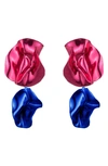 Sterling King Pink Flashback Fold Earrings In Fuchsia - Cobalt