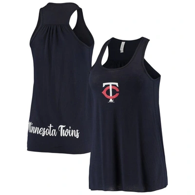 Soft As A Grape Women's  Navy Minnesota Twins Front And Back Tank Top