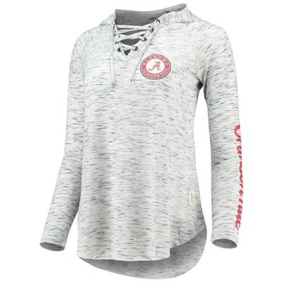 Pressbox Women's Gray Alabama Crimson Tide Space Dye Lace-up V-neck Long Sleeve T-shirt