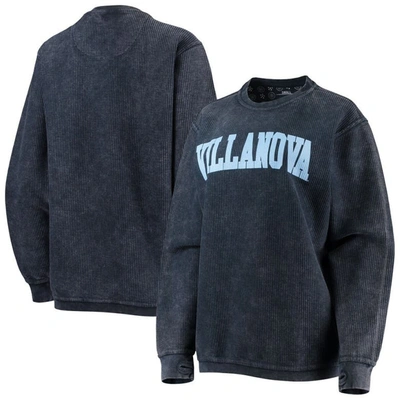 Pressbox Women's Navy Villanova Wildcats Comfy Cord Vintage-like Wash Basic Arch Pullover Sweatshirt