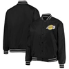 JH DESIGN JH DESIGN BLACK LOS ANGELES LAKERS PLUS SIZE POLY TWILL FULL-SNAP JACKET