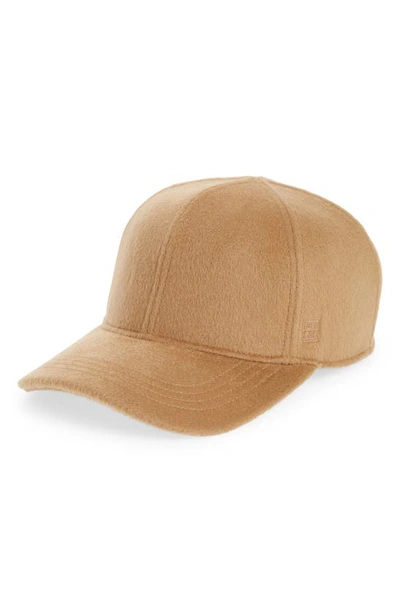 Totême Textured Monogram Baseball Hat In Camel