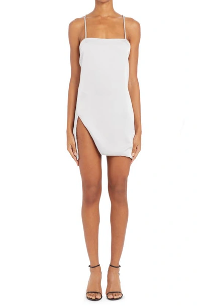 Attico Women's Fujiko Crystal-trimmed Satin Mini Dress In Silver
