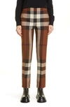 BURBERRY AIMIE CHECK SLIM FIT CROP WOOL TROUSERS