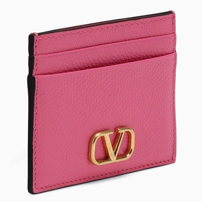 Valentino Garavani Fuchsia Vlogo Credit Card Holder In Pink