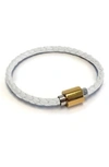 Liza Schwartz Woven Leather Bracelet In Snow White