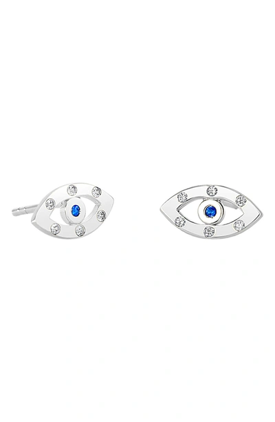 Liza Schwartz Cz Evil Eye Stud Earrings In Silver