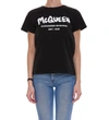 Alexander Mcqueen Black Cotton T-shirt With Logo Print In Black
