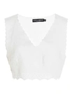 Dolce & Gabbana Women's Broderie Anglaise Linen-silk Cropped Top In White