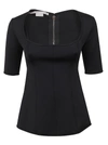 Stella Mccartney Square-neck Short-sleeve Top In Black