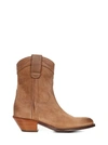 Saint Laurent Eastwood Western Ankle Booties In Beige