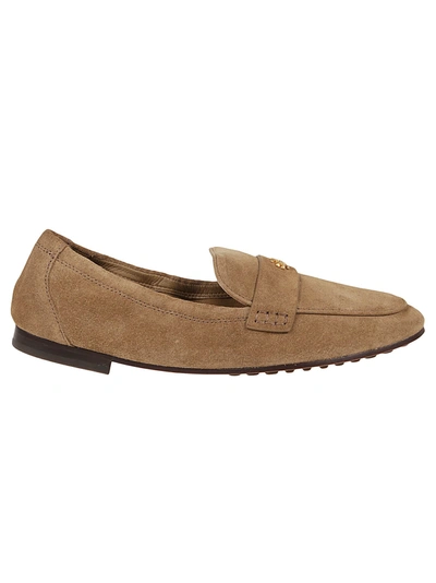 Tory Burch River Rock Suede Flat Shoes In Brown