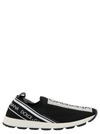 Dolce & Gabbana Sorrento Logo-tape Slip-on Sneakers In Nero Bianco