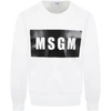 Msgm White Sweatshirt For Kids With White Logo In White