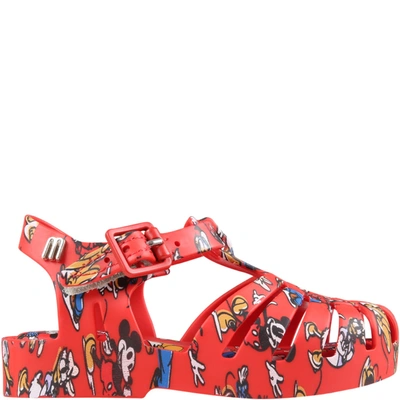 Melissa Red Sandals For Kids With Disney Characters