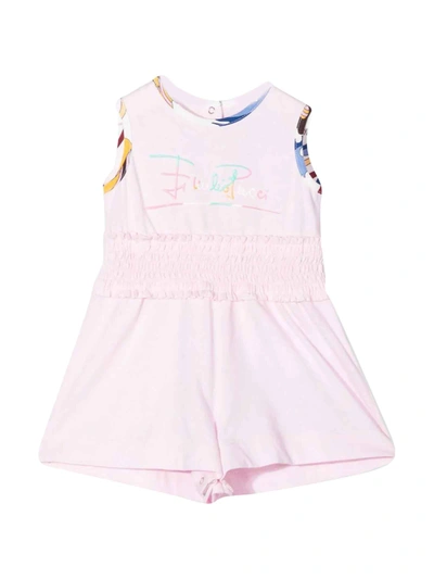 Emilio Pucci Babies' Pink Jumpsuit With Multicolor Insert In Rosa