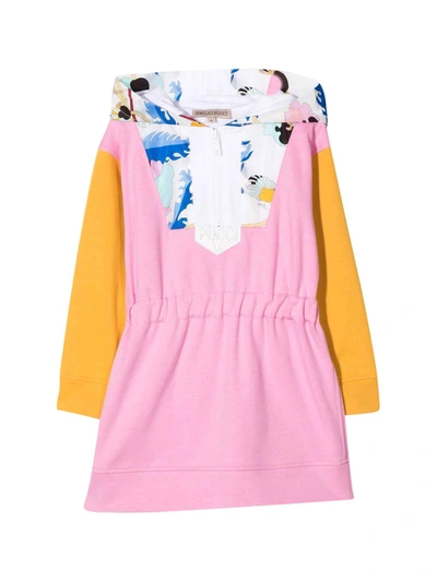 Emilio Pucci Kids' Pink Dress With Multicolor Inserts In Rosa/ocra