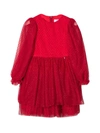 Simonetta Polka-dot Long Sleeve Dress In Rosso