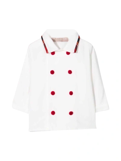 La Stupenderia Babies' Double-breasted Fitted Shirt In Bianco