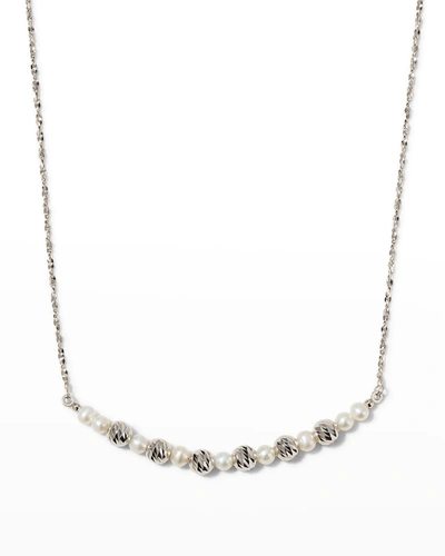 Suna Bros Platinum Pearl And Bead Necklace