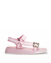 Roger Vivier Vivier Slide Trekky Crystal Buckle Sandals In Pal Gldpk