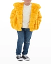 Apparis Kids' Girl's Goldie Faux-fur Tiered Coat In Dandelion