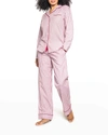 Petite Plume Ticking Striped Long-sleeve Pajama Set In Red