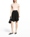 Giorgio Armani Techno Cady Draped Bermuda Shorts In Solid Black