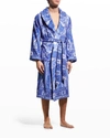 Etro Men's Paisley Cotton Robe In Navy