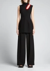 Proenza Schouler Cutout Stretch-crepe Turtleneck Top In Black