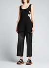 Proenza Schouler Asymmetric Cloque Knit Tank In Black