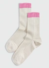 Stems Blocked Silky Rib Crew Socks