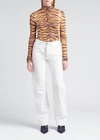 Jil Sander Straight Leg Arched-hem Cotton-linen Trousers In Natural