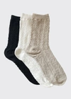 Stems Assorted 3-pack Woven Texture Crew Socks