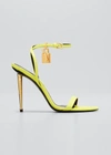 Tom Ford Yellow Padlock 105 Leather Sandals In Acid Yellow