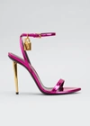 Tom Ford 105mm Lock Metallic Stiletto Sandals In Pink