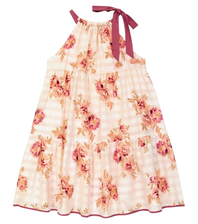 Zimmermann Kids' Rosa Floral Cotton Dress In Pink Rose