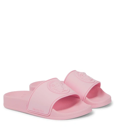 Versace Girls Teen Pink Medusa Logo Sliders