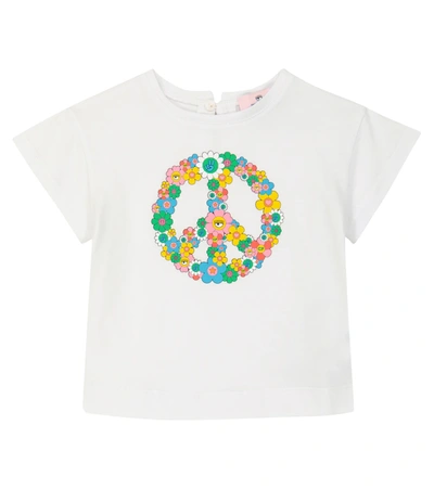 Monnalisa X Chiara Ferragni Baby Printed T-shirt In Bianco