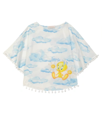 Monnalisa Kids' Girls Blue Tweety Beach Poncho