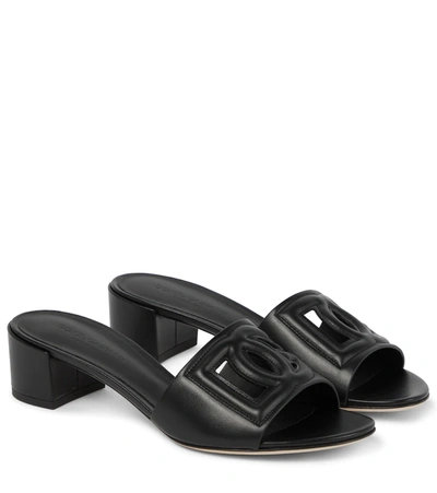 Dolce & Gabbana Dg Cutout Leather Sandals In Black
